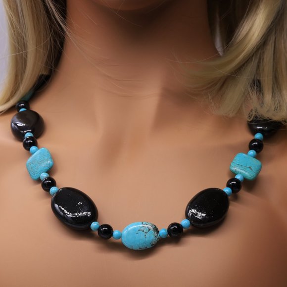 My Bead Emporium Jewelry - Black and Blue necklace with Turquoise and Onyx beads.